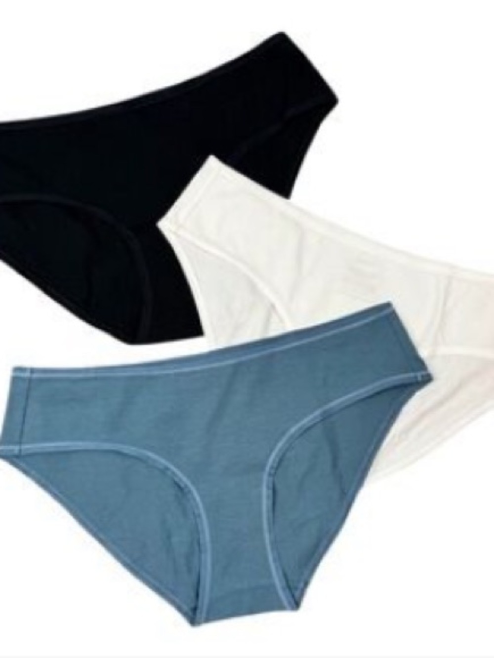 NWT Quince Bikini Briefs - Blue, White, Black (3-Pack)